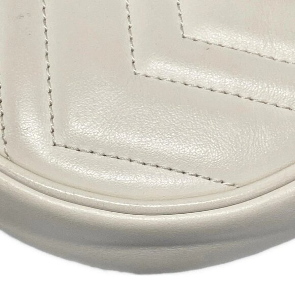 Auth GUCCI GG Marmont Half Moon Mini Bag 699514 Cream Leather Handbag - Picture 4 of 16